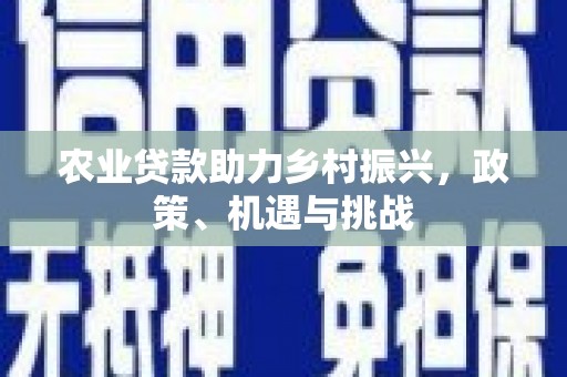 武清农业贷款助力乡村振兴，政策、机遇与挑战