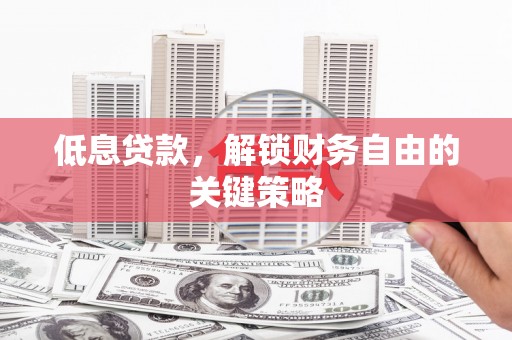 武清低息贷款，解锁财务自由的关键策略