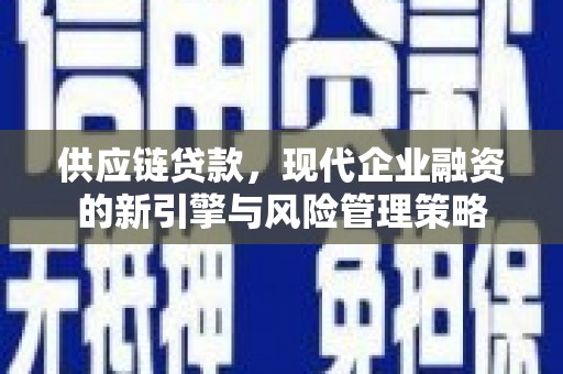 武清供应链贷款，现代企业融资的新引擎与风险管理策略