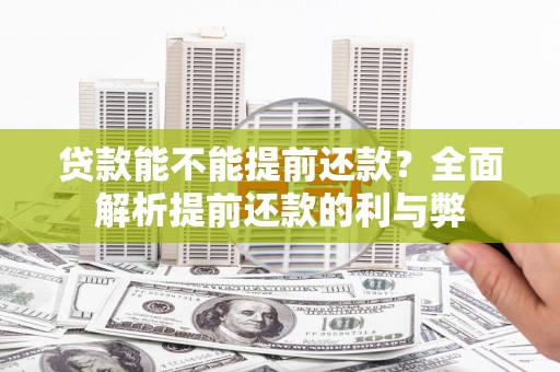 武清贷款能不能提前还款？全面解析提前还款的利与弊