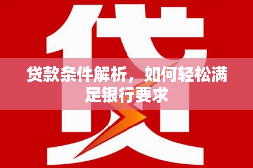 武清贷款条件解析，如何轻松满足银行要求