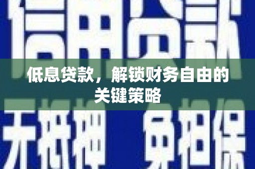武清低息贷款，解锁财务自由的关键策略