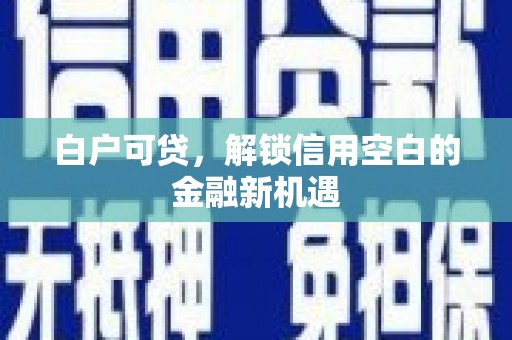 武清白户可贷，解锁信用空白的金融新机遇