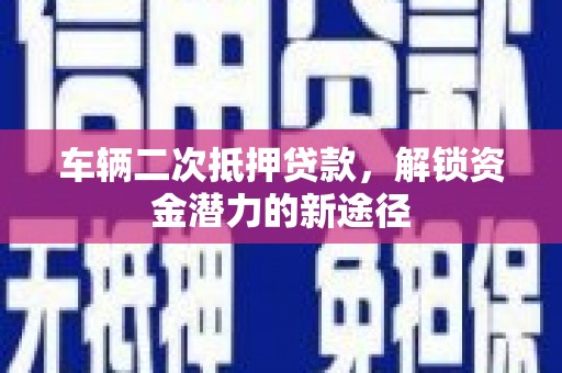 武清车辆二次抵押贷款，解锁资金潜力的新途径