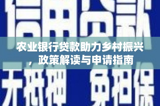 武清农业银行贷款助力乡村振兴，政策解读与申请指南