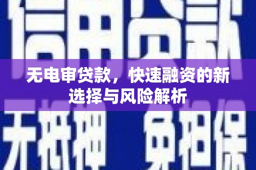 武清无电审贷款，快速融资的新选择与风险解析