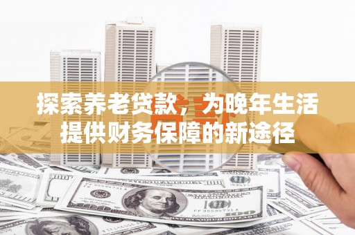 武清探索养老贷款，为晚年生活提供财务保障的新途径