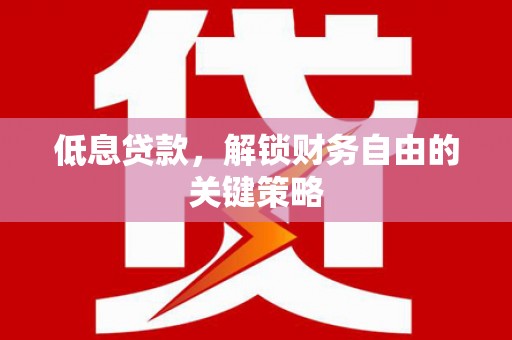 武清低息贷款，解锁财务自由的关键策略