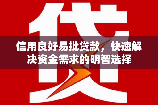 武清信用良好易批贷款，快速解决资金需求的明智选择