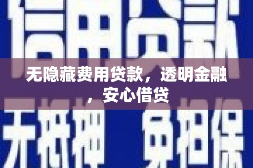 武清无隐藏费用贷款，透明金融，安心借贷