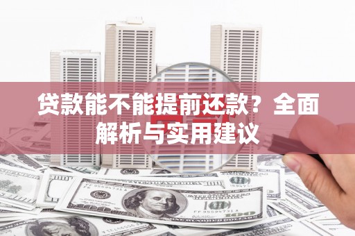 武清贷款能不能提前还款？全面解析与实用建议