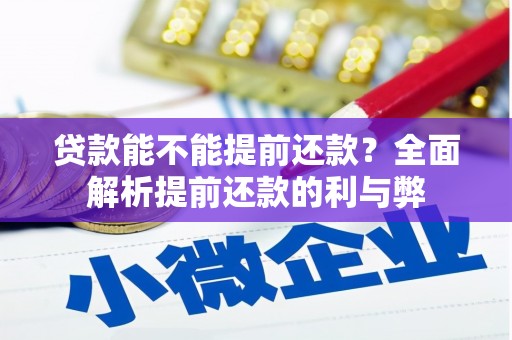 武清贷款能不能提前还款？全面解析提前还款的利与弊