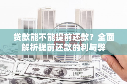 武清贷款能不能提前还款？全面解析提前还款的利与弊